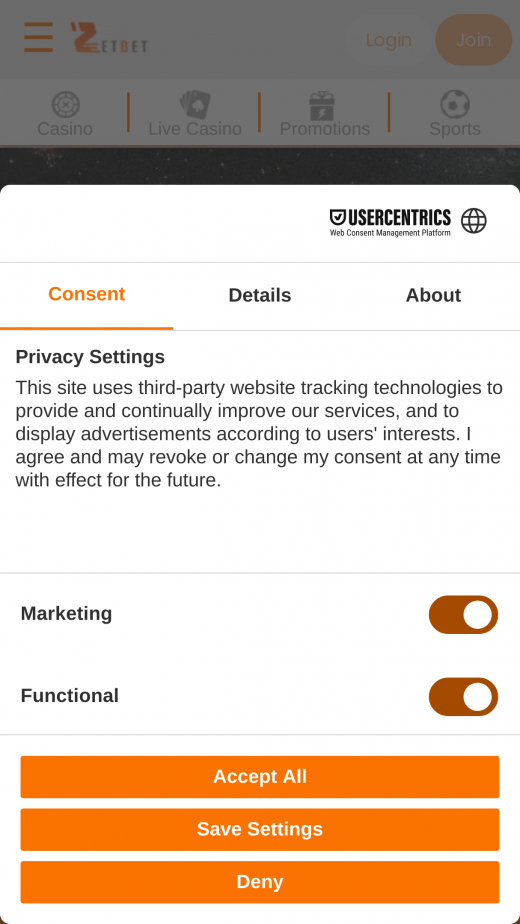 Zetbet App Screenshot