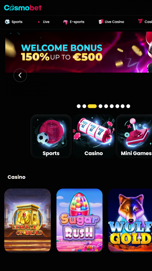 Cosmobet Casino App Screenshot