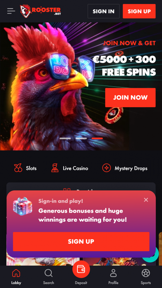 Rooster.bet App Screenshot