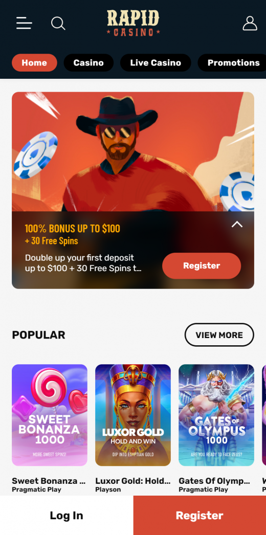 Rapid Casino App Screenshot